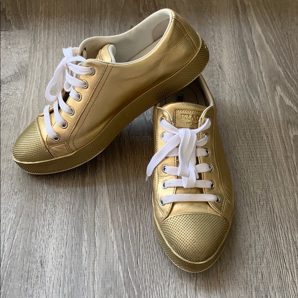 Gold prada sneakers Clearance
